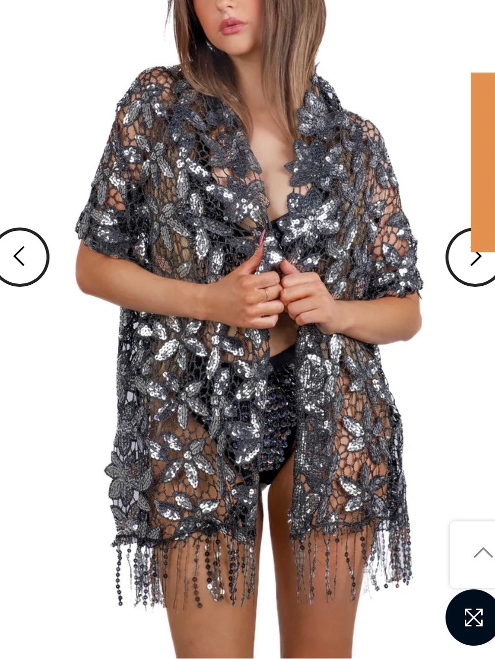 Sequined Floral Lace Shawl Wrap - Silver